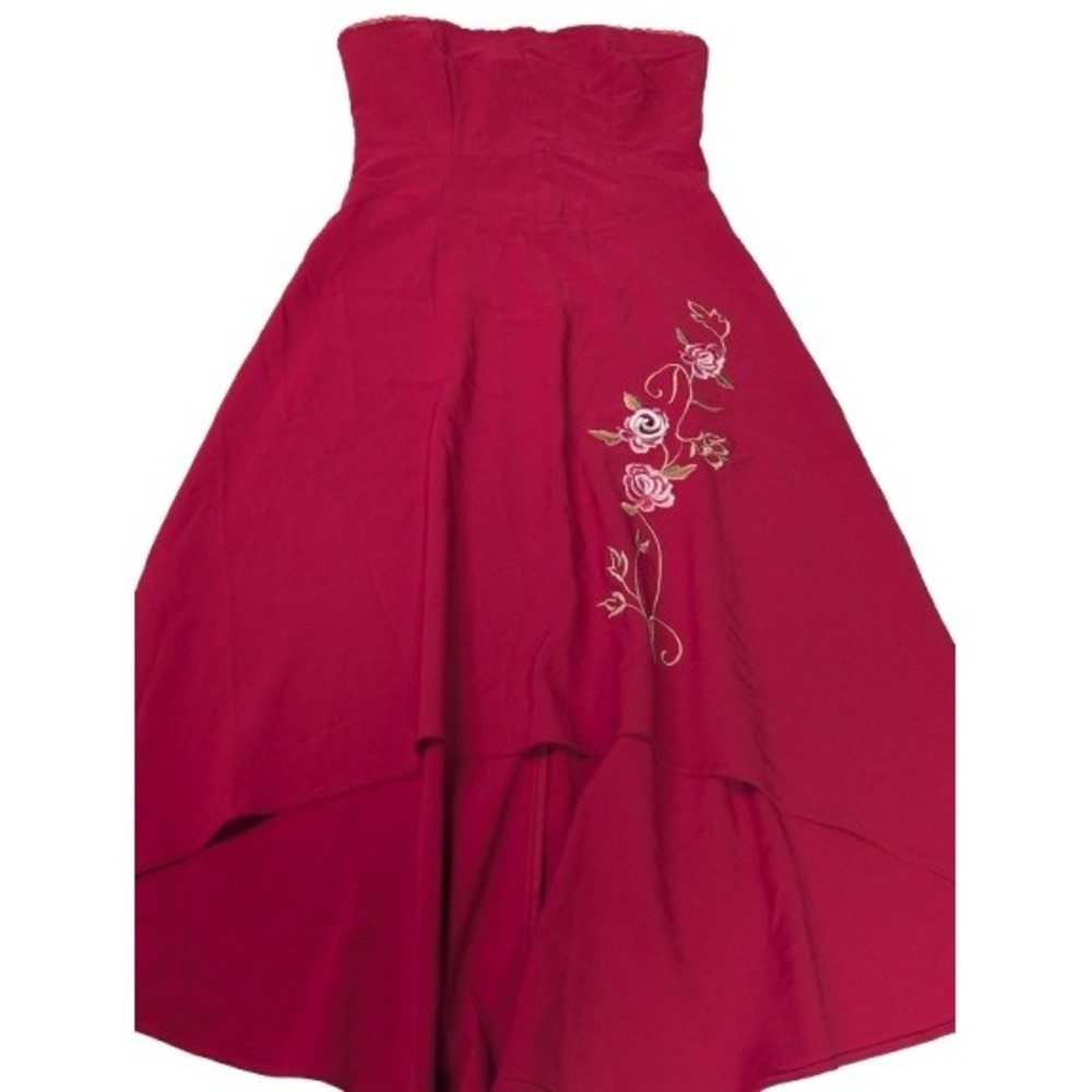 Speechless‎ Red Floral High-Low Dress Strapless Raised Embroidered Junior M?
